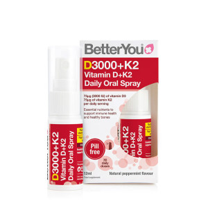 BetterYou - Vitamin D3000+K2 Daily Oral Multivitamin Spray and Immune System Support Peppermint 12ml