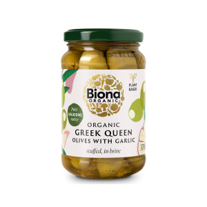 Organic Queen Olives stuffed with Garlic, 370g
