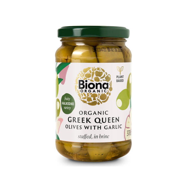 Organic Queen Olives stuffed with Garlic, 370g