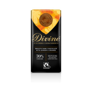 Divine Chocolate Smooth Dark With Ginger & Orange 70% Cocoa