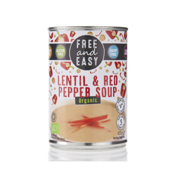 Free and Easy Organic Lentil and Red Pepper Soup