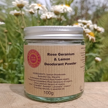 Heavenly Organics Rose Geranium & Lemon Deodorant Powder 100g