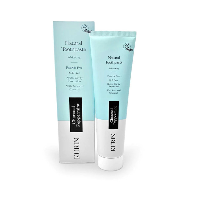Kurin Charcoal Peppermint Natural Toothpaste Whitening Fluoride Free