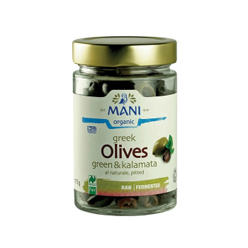 Mani Organic Green and Kalamata Greek Olives