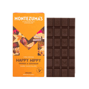 Montezuma's 74% Cocoa Happy Hippy Orange & Geranium Dark Chocolate