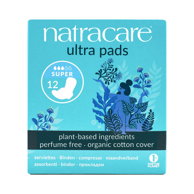 Natracare 12 Super Ultra Pads Organic Cotton Cover